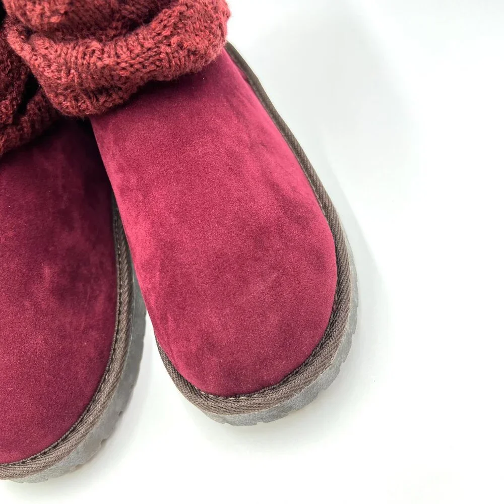 Muk Luks‎ Womens Size 7 Burgundy Red Vegan Suede Leather Winter Boots Shoes